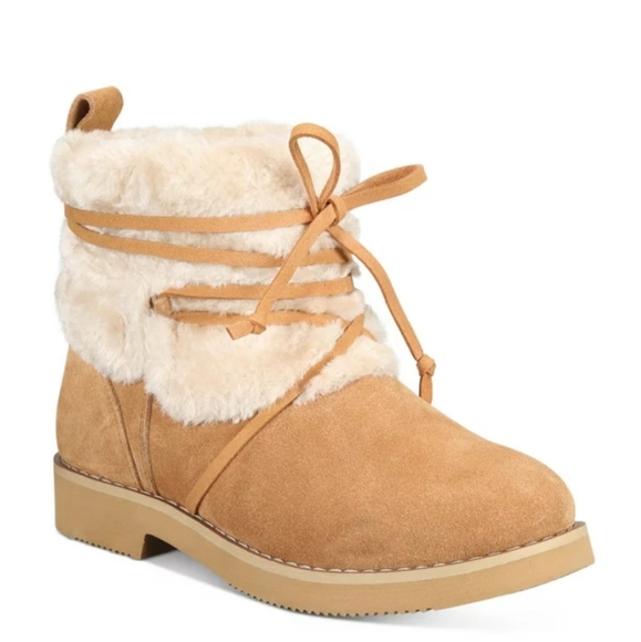 Style & Co.STYLE & COMPANY Womens Beige Mixed Media Cold Weather Zijune Round 7 - Picture 2 of 7